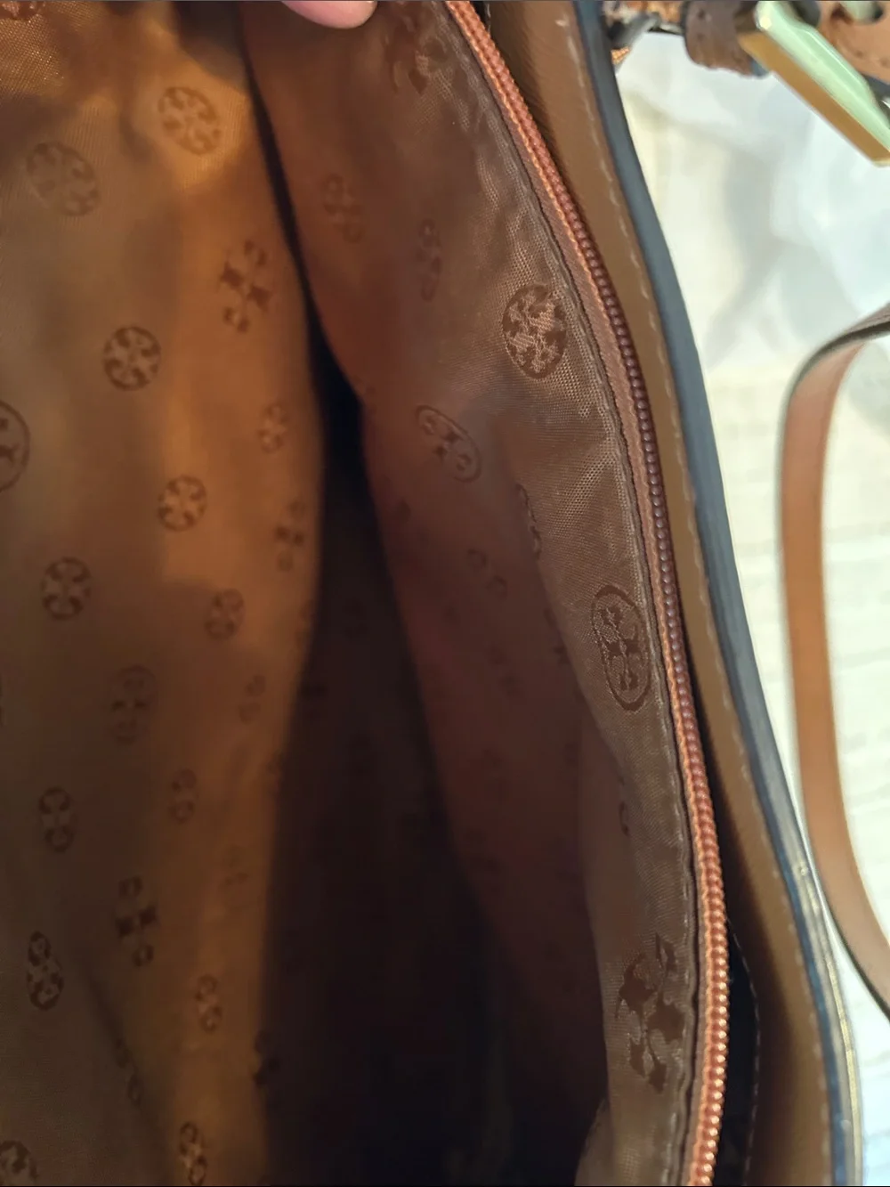 Tory Burch Leather Tote – Classic Brown Structured Work Bag w/ Buckle Handles